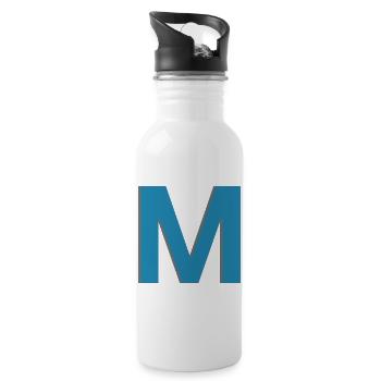 Letter M Sign - Post lettering - 20 oz Water Bottle - white - Right