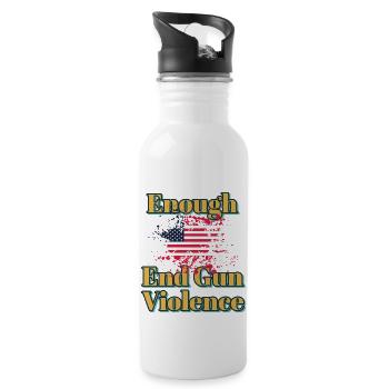 No Guns. Enough end gun violence. - 20 oz Water Bottle - white - Right