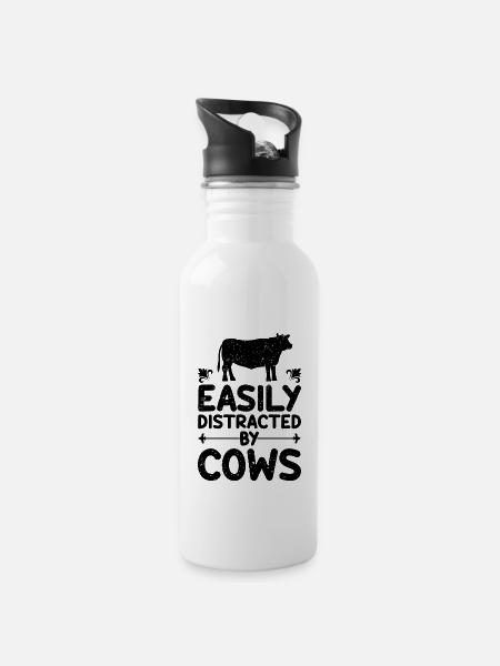 Easily distracted by cows - 20 oz Water Bottle - white