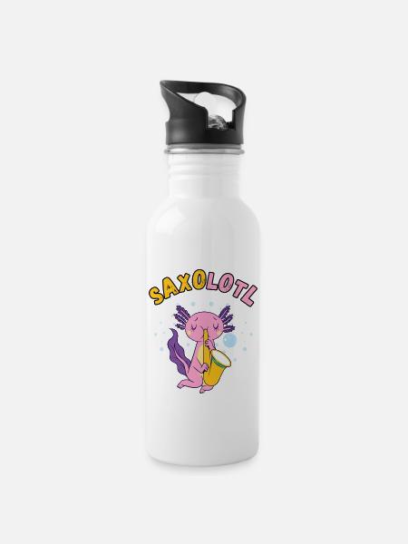 Saxolotl Axolotl Saxophone - 20 oz Water Bottle - white