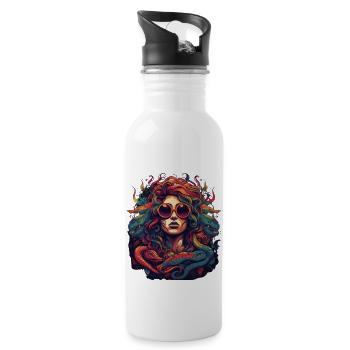 Medusa head with sunglasses and snake hair colors - 20 oz Water Bottle - white - Right