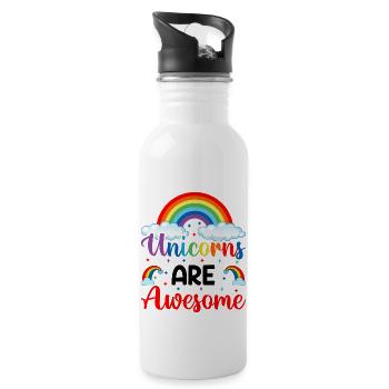 Awesome Unicorn - 20 oz Water Bottle - white - Right