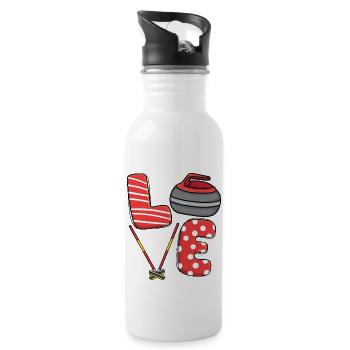 Love Curling Broom Squad Curler Curling Valentines - 20 oz Water Bottle - white - Right