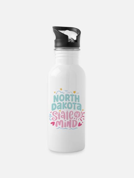 North Dakota State Of Mind - 20 oz Water Bottle - white