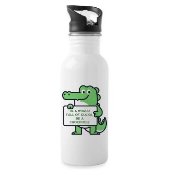 Be A Crocodile In World Full Of Ducks Funny Animal - 20 oz Water Bottle - white - Right