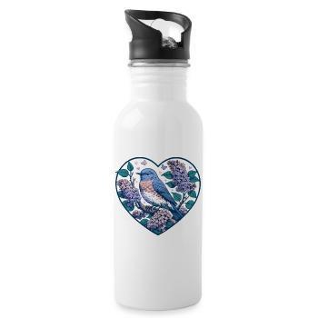 Bluebird in Lilac Heart - 20 oz Water Bottle - white - Right