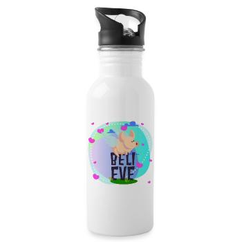 Cute Funny Pork Belly Eve Love Cartoon Wing - 20 oz Water Bottle - white - Right