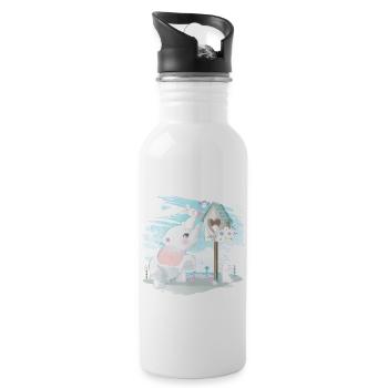 Elephant With Rabbit Want Sent Letter To Post - 20 oz Water Bottle - white - Right