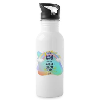 With Great Power Comes Great Electricity Bill - 20 oz Water Bottle - white - Right