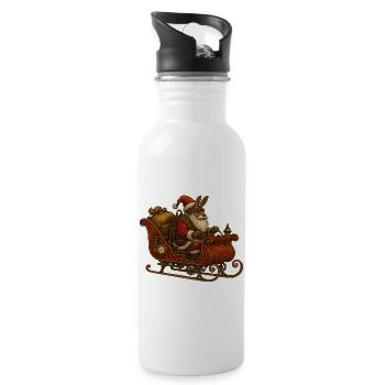 Santa Kangaroo Steampunk Sled - 20 oz Water Bottle - white - Right