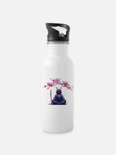 Sakura Samurai Zen Halo - 20 oz Water Bottle - white