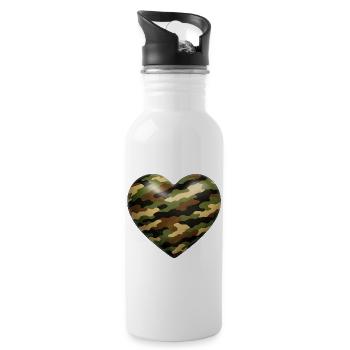 Camo Heart - 20 oz Water Bottle - white - Right