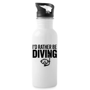 I'd Rather Be Diving - 20 oz Water Bottle - white - Right