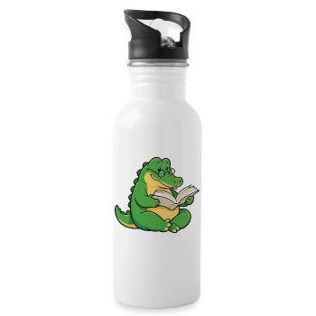 Alligator Reading Book - 20 oz Water Bottle - white - Right