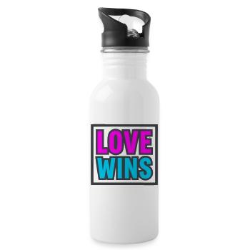Love Wins Lettering Logo - 20 oz Water Bottle - white - Right