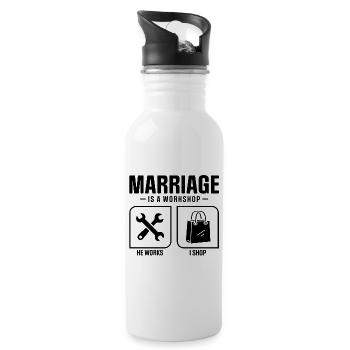 Marriage Is A Workshop He Works I Shop Funny Marri - 20 oz Water Bottle - white - Right