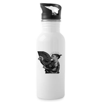 Elegant Asian Woman with Fan Design - 20 oz Water Bottle - white - Right