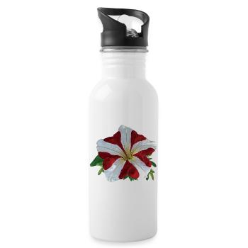 Red and White Petunia - 20 oz Water Bottle - white - Right