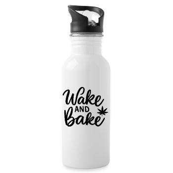 Wake and Bake Cannabis Script Tee - 20 oz Water Bottle - white - Right