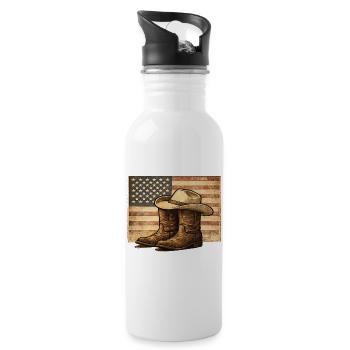 Rustic Rodeo Patriot Western Americana - 20 oz Water Bottle - white - Right
