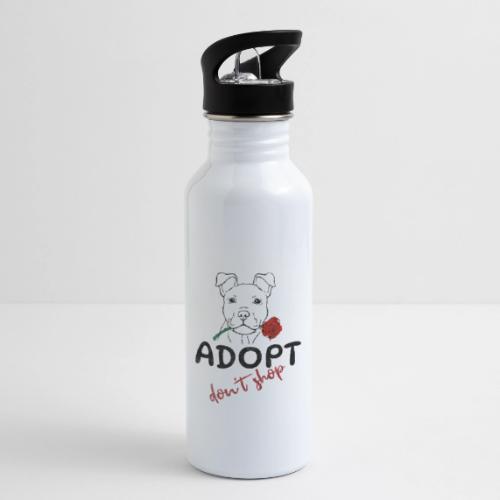 Retro Adopt Dont Shop Cute Puppy Rose Tee - 20 oz Water Bottle