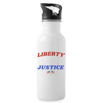 Liberty & Justice For All Flag Tee - 20 oz Water Bottle - white - Right