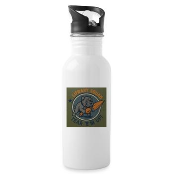 Lifrary Squad Tear 'Em Up Vintage Bulldog Mascot - 20 oz Water Bottle - white - Right