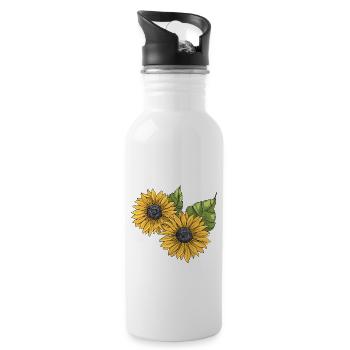 two sunflowers - 20 oz Water Bottle - white - Right