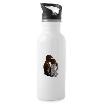 Sweet Couple's Warm Embrace, Valentine's Gift, - 20 oz Water Bottle - white - Right