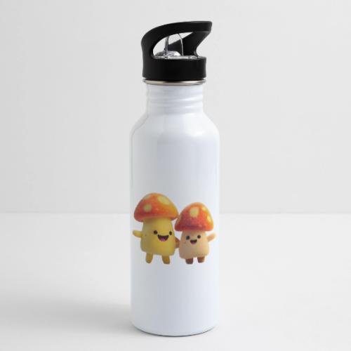 Joyful Cartoon Mushroom Duo - 20 oz Water Bottle