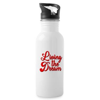 Living the Dream: Red Text, Pure Happiness - 20 oz Water Bottle - white - Right