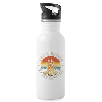 Life is Better By The Campfire Camping Campfire - 20 oz Water Bottle - white - Right