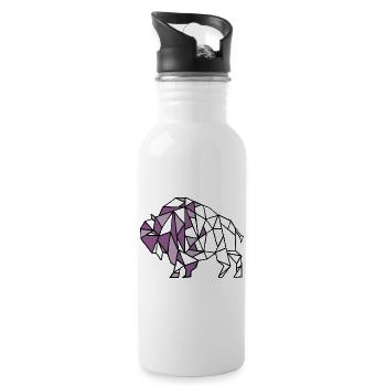 Lilac Purple Geometric Bison Design - 20 oz Water Bottle - white - Right