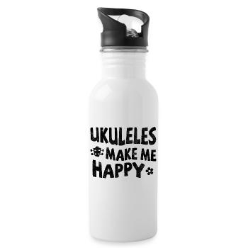 Ukuleles make me happy - 20 oz Water Bottle - white - Right