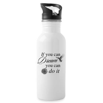 Monochrome Rose with Dove - 20 oz Water Bottle - white - Right