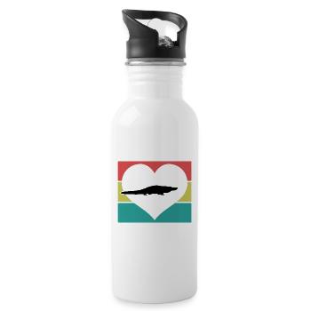 Alligator Heart Retro - 20 oz Water Bottle - white - Right