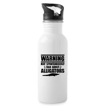 Warning Alligator Fan - 20 oz Water Bottle - white - Right