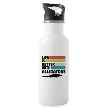 Retro Alligator Vintage - 20 oz Water Bottle - white - Right