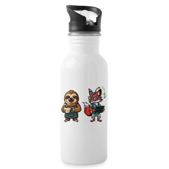 Coffee Sloth and Circuit Fox - 20 oz Water Bottle - white - Right