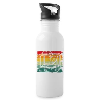 Retro Vintage 3D Printer Robotic Arm Maker - 20 oz Water Bottle - white - Right