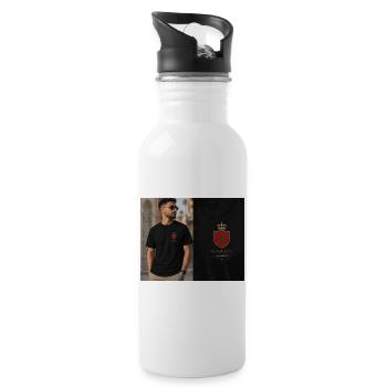 Moroccan Crest Emblem Tee - 20 oz Water Bottle - white - Right
