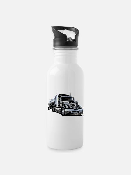 Tanker truck, Semi-trailer - 20 oz Water Bottle - white