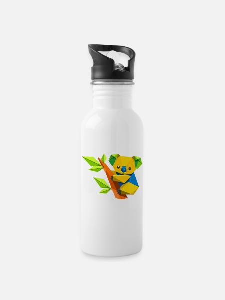 Polygon Koala on Branch - 20 oz Water Bottle - white