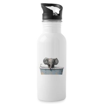 Elephant in a Rusty Bucket - 20 oz Water Bottle - white - Right