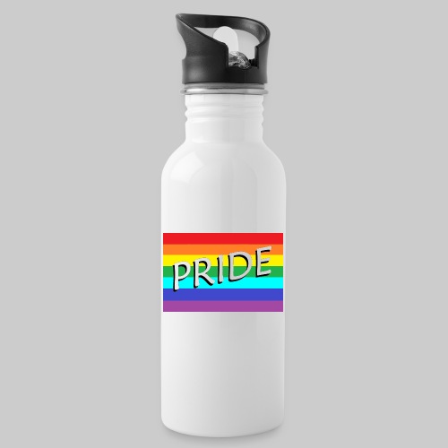 Pride Flag with Pride Text - 20 oz Water Bottle