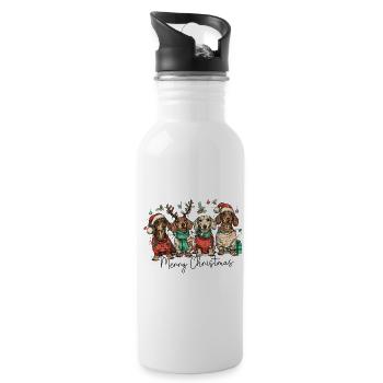 Four Dachshunds Christmas Parade - 20 oz Water Bottle - white - Right