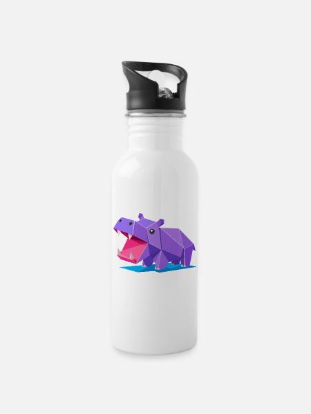 CGeometric Purple Hippo Origami stylr Illustration - 20 oz Water Bottle - white
