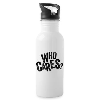 Who Cares Funny Sarcastic Retro Comic Tee - 20 oz Water Bottle - white - Right