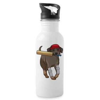 Dog At Cricket With Cricket Bat - 20 oz Water Bottle - white - Right