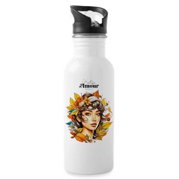 Gorgeous Girl With Autumn Leaves - 20 oz Water Bottle - white - Right